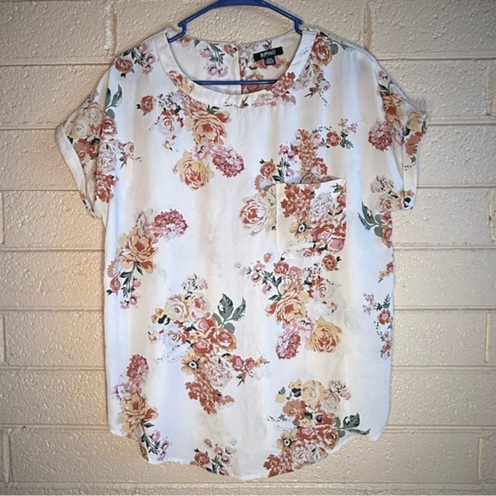 Buffalo David Bitton Floral Blouse in Cream and Pink